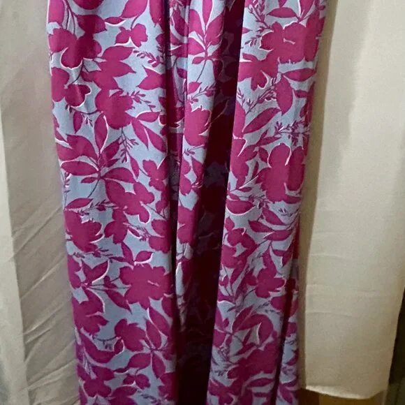 Kori Plus 1XL Floral Ruffle Jumpsuit Baby Blue Magenta Cottagecore NWOT - Picture 6 of 9